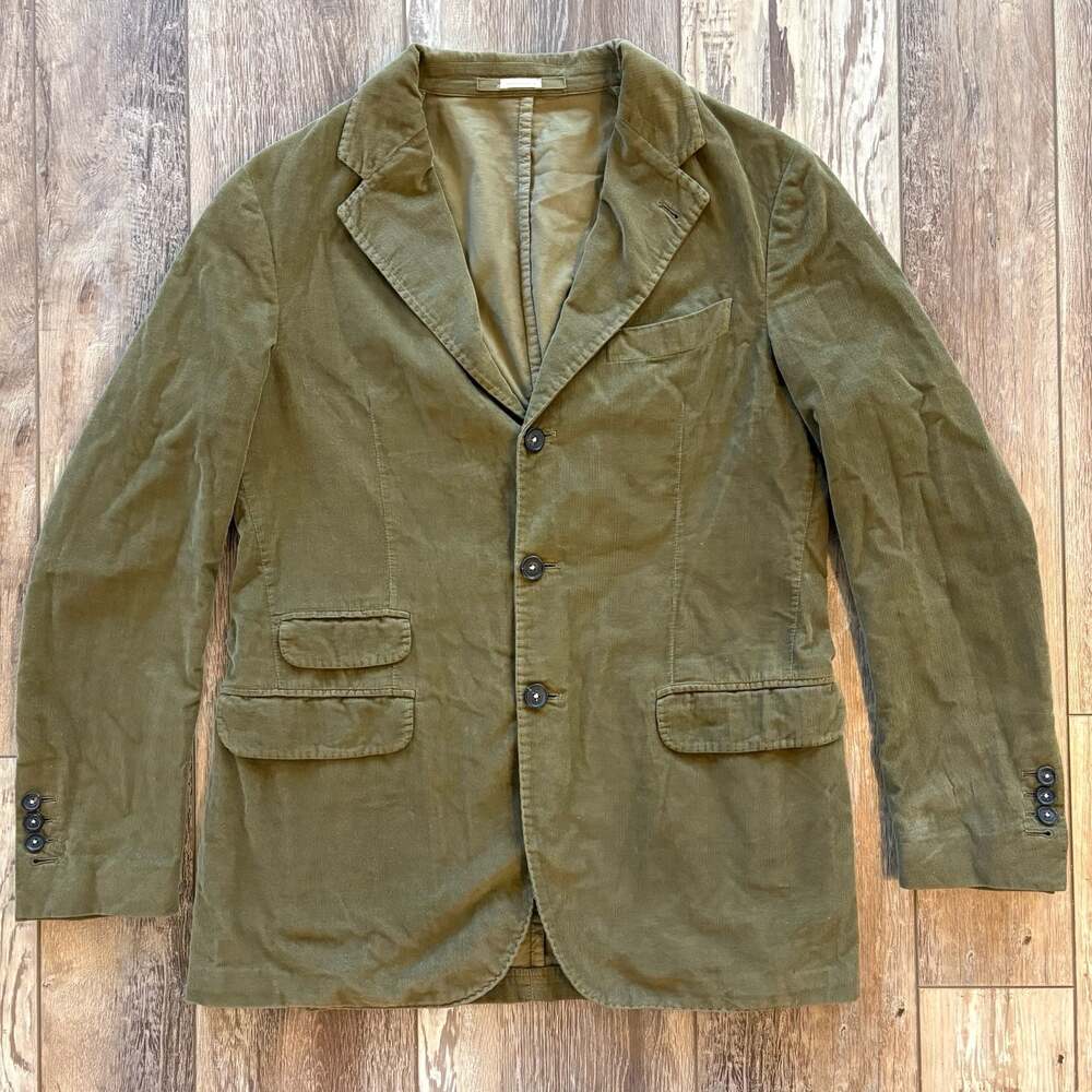 Massimo Alba Corduroy Blazer Olive Green Italy 48 38R Soft Tailored